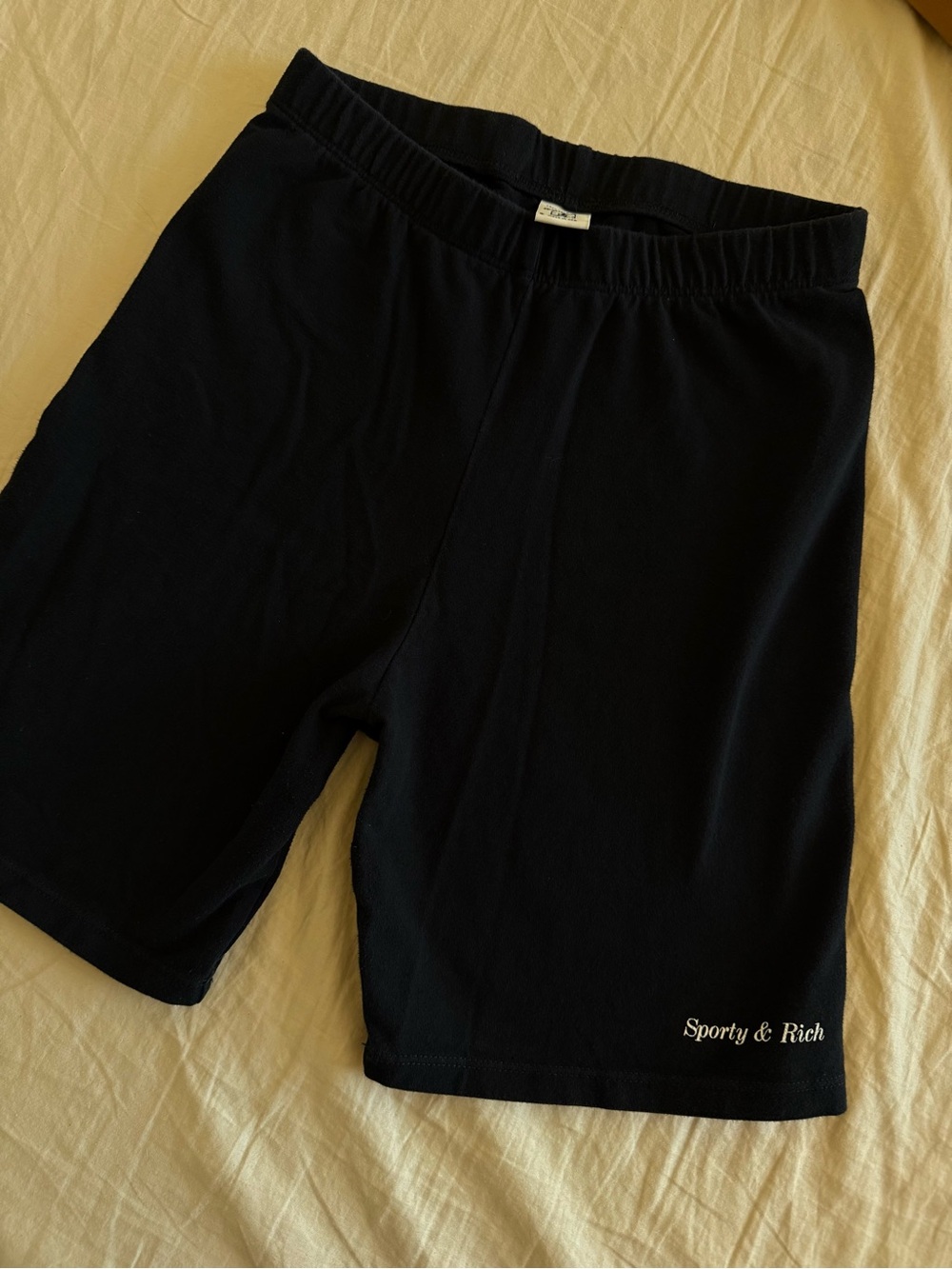 Sporty & Rich Women's Black Athletic Shorts with White Logo